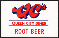 Vintage soda pop bottle label QCs QUEEN CITY DINER ROOT BEER unused n-mint+