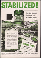 Vintage magazine ad QUAKER STATE Quadrolube from 1947 huge can and automobiles