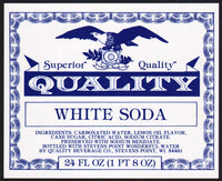 Vintage soda pop bottle label QUALITY WHITE SODA eagle Stevens Point Wisconsin