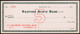 Vintage bank check RADFORD STATE BANK dated 1910s Virginia new old stock n-mint