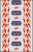 Vintage bread wrapper RAINBO from 1956 Sacramento Chico California new old stock