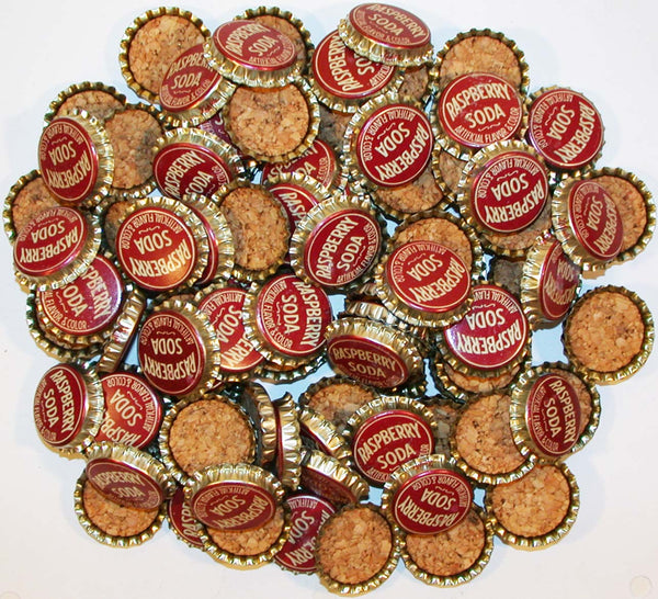 Soda pop bottle caps Lot of 100 RASPBERRY SODA cork lined unused new old stock