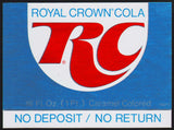 Vintage soda pop bottle label RC ROYAL CROWN COLA 16oz NDNR new old stock n-mint