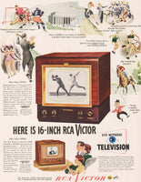 Vintage magazine ad RCA VICTOR TELEVISIONS 1949 featuring large screen model