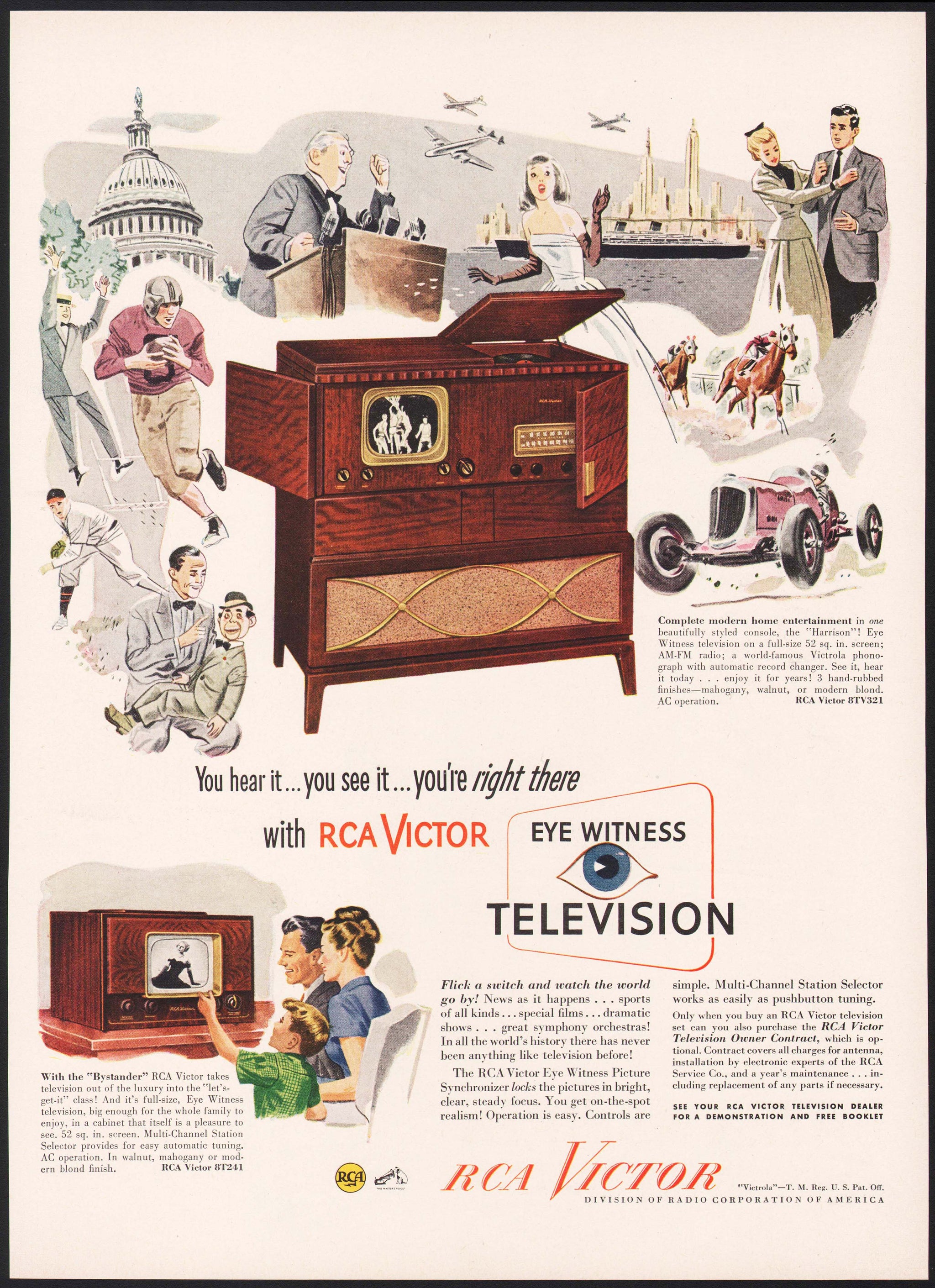 Vintage magazine ad RCA VICTOR TELEVISIONS 1948 featuring TV