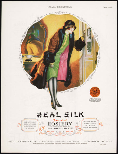 Vintage magazine ad REAL SILK HOSIERY from 1926 woman pictured Roy Best artwork