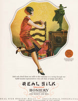 Vintage magazine ad REAL SILK HOSIERY from 1925 woman pictured Roy Best artwork