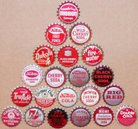 Vintage soda pop bottle caps RED COLORS Lot of 43 different new old stock condition