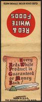 Vintage full matchbook RED & WHITE FOODS with quill and ink will pictured unused