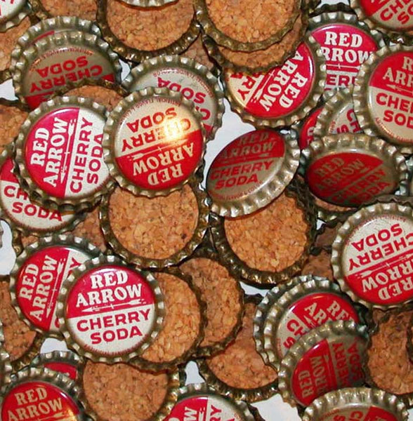 Soda pop bottle caps Lot of 12 RED ARROW CHERRY cork lined unused new old stock