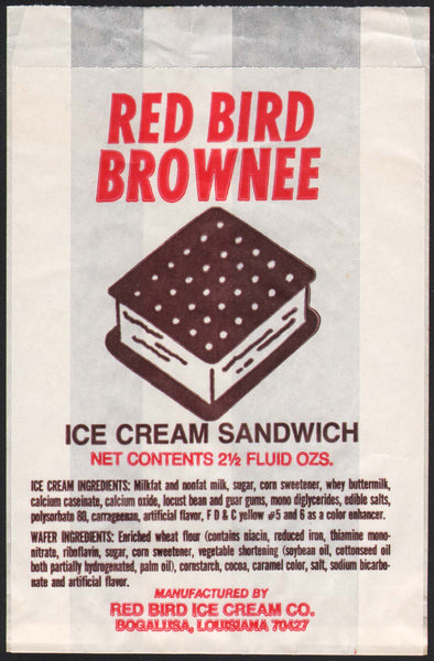 Vintage bag RED BIRD BROWNIE Ice Cream Sandwich Bogalusa Louisiana unused n-mint