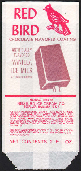 Vintage bag RED BIRD Chocolate Vanilla Ice Milk Bogalusa Louisiana unused n-mint+