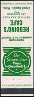 Vintage matchbook cover REDDINGS CAFE Len Bengston Prop Grand Rapids Minnesota