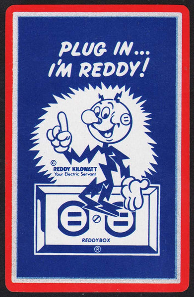 American Reddy Vintage playing card REDDY KILOWATT blue background Plug In I'm Reddy ...