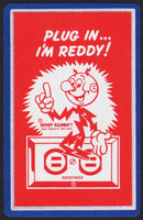 Vintage playing card REDDY KILOWATT red background Plug In I'm Reddy slogan