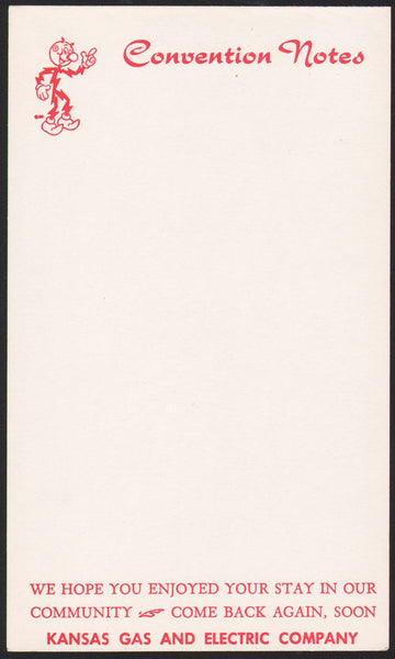 Vintage note sheet KANSAS GAS AND ELECTRIC COMPANY picturing Reddi Kilowatt n-mint