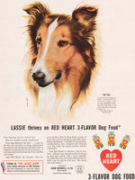 Vintage magazine ad RED HEART Dog Food from 1947 picturing Lassie art by Lial