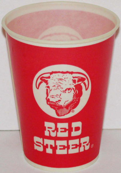 Vintage paper cup RED STEER picturing the cow Boise Idaho new old stock n-mint