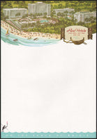 Vintage letterhead REEF HOTELS beach scene Waikiki Hawaii new old stock n-mint+