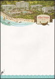 Vintage letterhead REEF HOTELS beach scene Waikiki Hawaii new old stock n-mint+