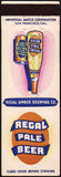 Vintage matchbook cover REGAL PALE BEER bottle and can Amber Brewing California