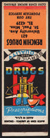 Vintage matchbook cover RENCHIN DRUGS beakers and scale pictured Saint Paul Minnesota
