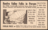 Vintage mailing card RENFRO VALLEY FOLKS Radio Stars cream Kentucky n-mint+