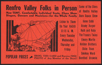 Vintage mailing card RENFRO VALLEY FOLKS Radio Stars orange Kentucky n-mint+