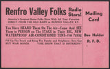 Vintage mailing card RENFRO VALLEY FOLKS Radio Stars pink Kentucky unused n-mint+