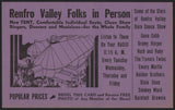Vintage mailing card RENFRO VALLEY FOLKS Radio Stars purple Kentucky n-mint+