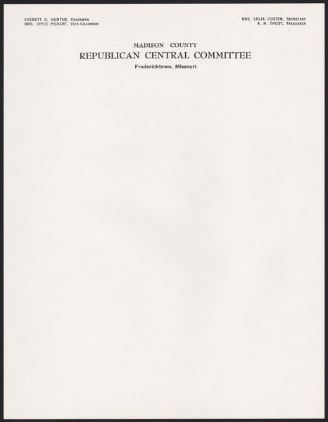 Vintage letterhead REPUBLICAN CENTRAL COMMITTEE Fredericktown Missouri n-mint+