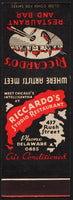 Vintage matchbook cover RICCARDOS RESTAURANT AND BAR artist palette pictured Chicago
