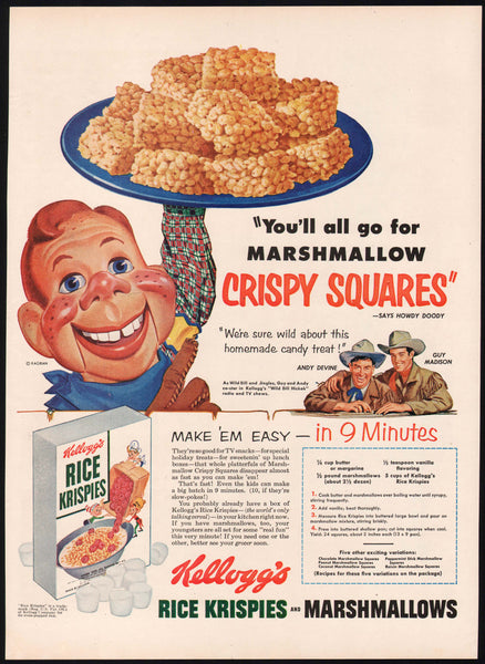 Vintage magazine ad KELLOGGS RICE KRISPIES 1953 Howdy Doody and crispy treats
