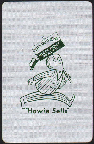 Vintage playing card RICH PORT REALTOR silver Mr Port Howie Sells La Grange ILL