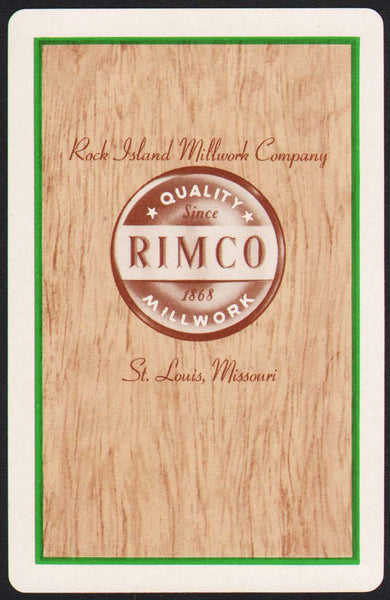 Vintage playing card RIMCO green border Rock Island Milling Co St Louis Missouri