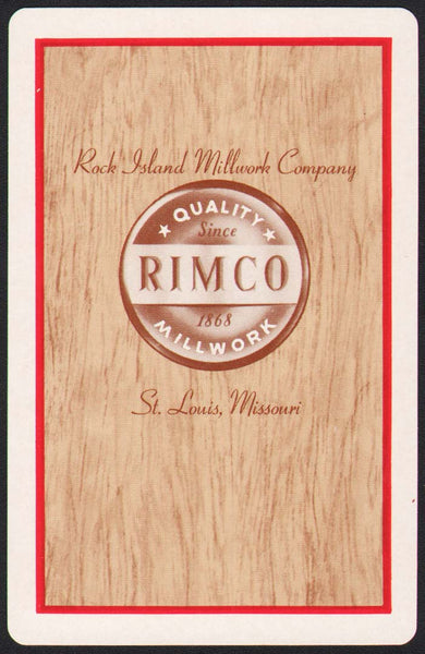 Vintage playing card RIMCO red border Rock Island Milling Co St Louis Missouri