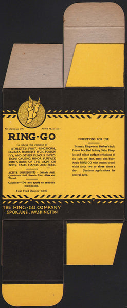 Vintage box RING GO Spokane Washington winged foot logo new old stock n-mint