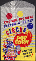 Vintage bag RINGLING BROTHERS BARNUM and BAILEY CIRCUS POP CORN clown pictured n-mint