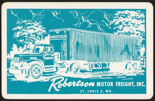 Vintage playing card ROBERTSON MOTOR FREIGHT INC truck picture St Louis Missouri