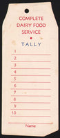 Vintage tally card ROBERTS Vitamin D Milk Omaha Nebraska die cut carton shaped n-mint