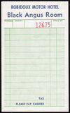Vintage receipt ROBIDOUX MOTOR HOTEL Black Angus Room St Joseph Missouri n-mint+