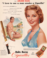 Vintage magazine ad ROBT BURNS CIGARILLOS 1952 Arlene Dahl Lex Barker pictured