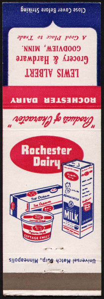 Vintage matchbook cover ROCHESTER DAIRY Lewis Albert Grocery Goodview Minnesota