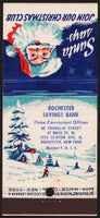 Vintage matchbook cover ROCHESTER SAVINGS BANK Santa and snow scene New York