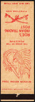 Vintage matchbook cover ROES INDIAN TRADING POST indian pictured Pipestone Minnesota