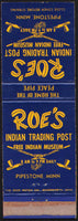 Vintage matchbook cover ROES INDIAN TRADING POST peace pipes Pipestone Minnesota