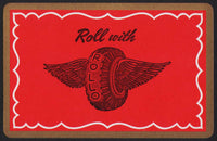 Vintage playing card ROLL WITH ROLLO with the winged tire logo pictured