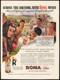 Vintage magazine ad ROMA WINES 1944 Clark Agnew artwork of Hotel Metropolitano