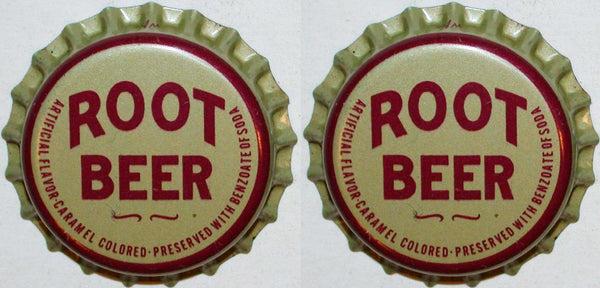 Soda pop bottle caps ROOT BEER Lot of 2 cork lined unused and new old stock