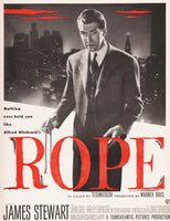 Vintage magazine ad ROPE movie from 1948 Alfred Hitchcock with James Stewart